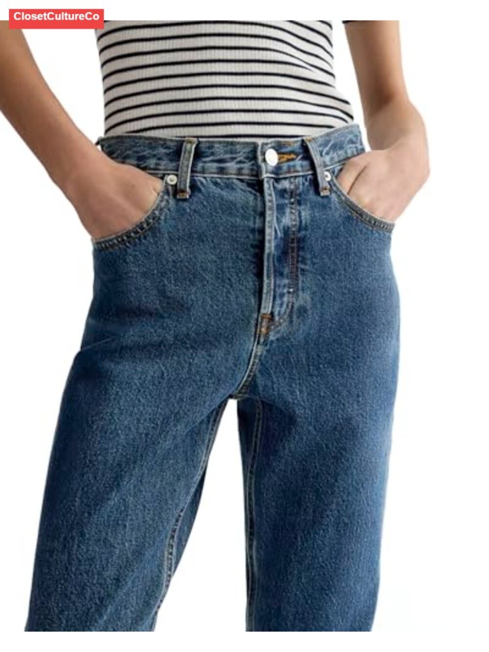 High Rise Straight Leg Rigid Japanese Denim Jeans - Picture 3 of 5
